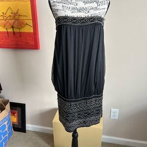 Forever 21 Black Silver Beaded Strapless Dress